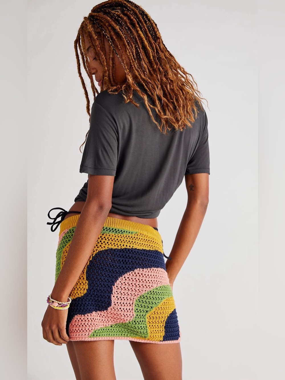Free People Mila Crochet Mini Skirt color: Forsythia Combo Size Small